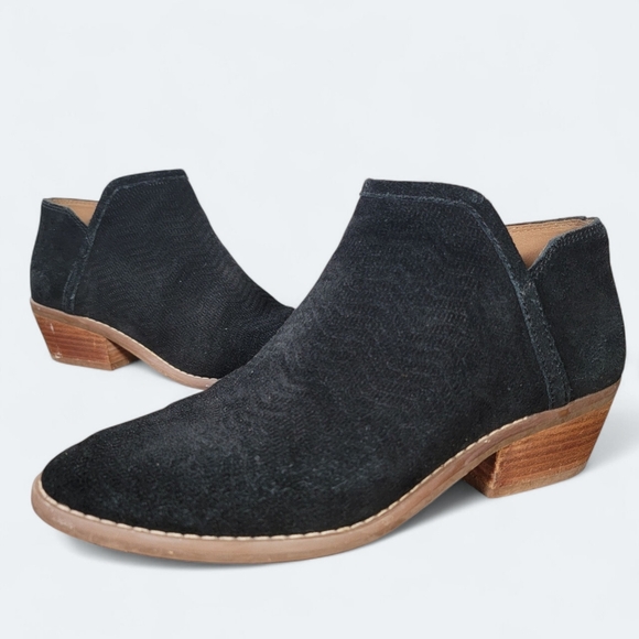 Lucky Brand Farel Black Suede Ankle Boots Size 7.5 - Picture 1 of 12